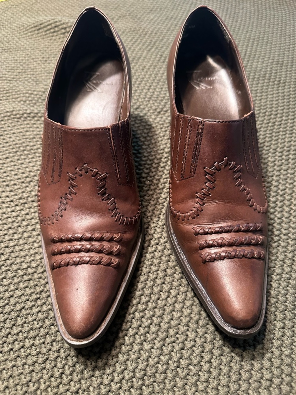 Women’s Brown Leather Slip-On Western Inspired Booties
